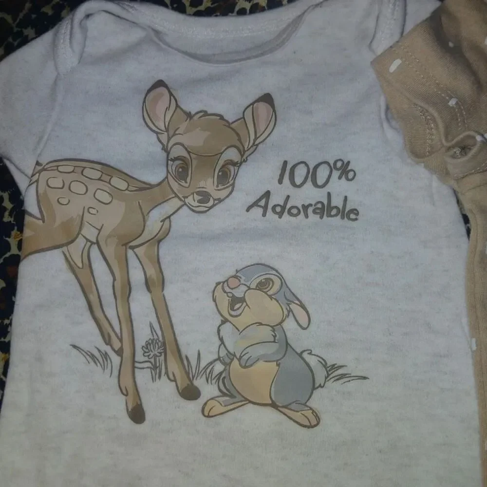 Disney Bambi & Elephant Baby Onesie Bundle (3-Pack